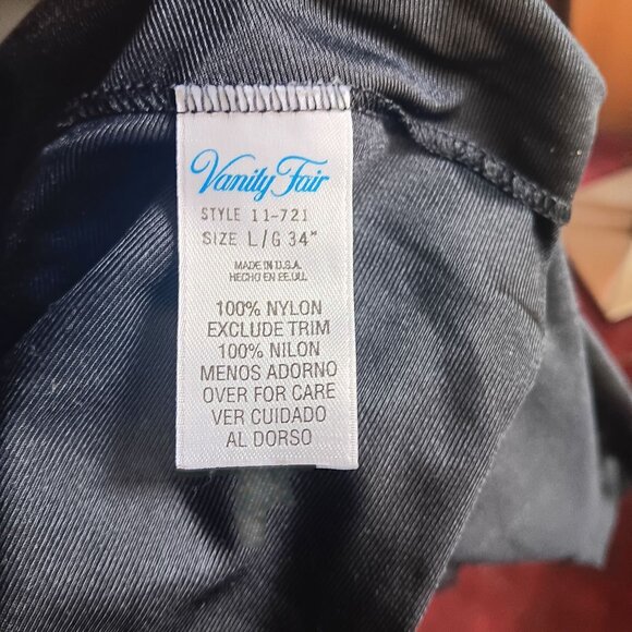 Vanity Fair Black Nylon Full Slip Skirt Large 34" Lace Trim Vintage 80's Glam - Picture 4 of 5